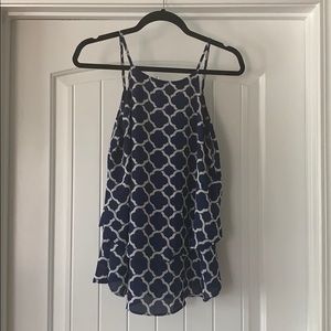 SOLD Navy & white two-tiered ruffled tank top
